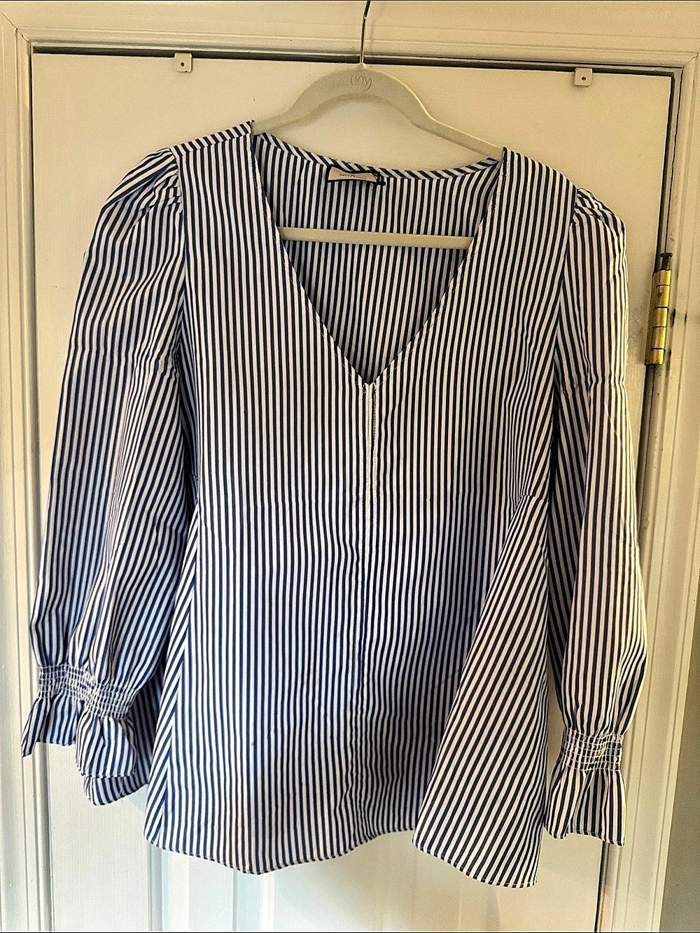 Tuckernuck Easton Blouse Striped Blue & White Size Large